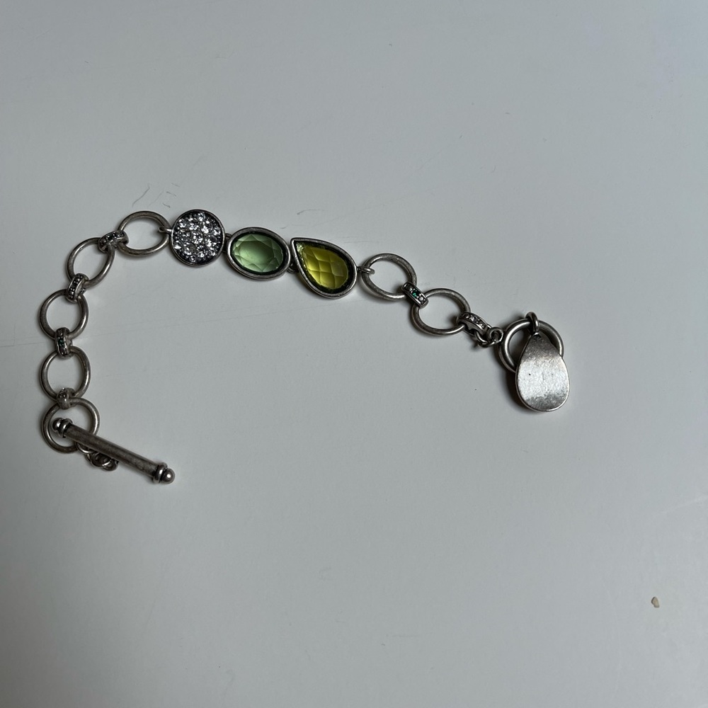 Silver bracelet with colored gems